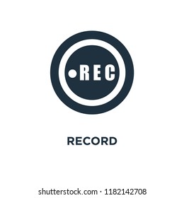 Record icon. Black filled vector illustration. Record symbol on white background. Can be used in web and mobile.