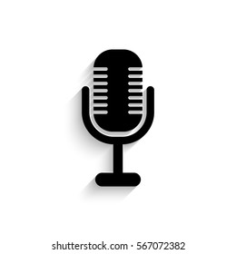 Record icon - black vector illustration with  shadow