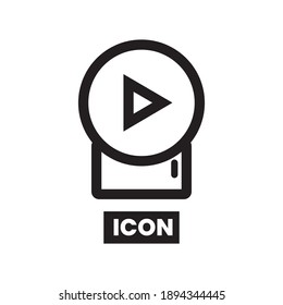 Grabar icono usando un teléfono inteligente. Símbolo plano simple, ilustración de pictograma perfecta