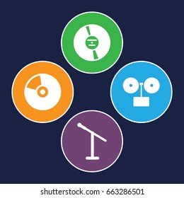Record icons set. set of 4 record filled icons such as cd, microphone