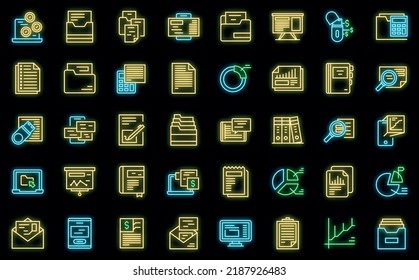 Record keeping icons set outline vector. Contract budget. Invoice evaluation