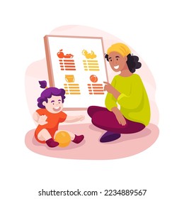 Record keeping isolated cartoon vector illustration. Keeping record of children activity, report to parent, daycare worksheet, homeschooling timetable, in-home caregiver vector cartoon.