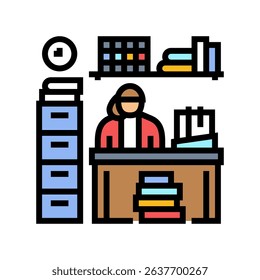 record keeping office assistant color icon vector. record keeping office assistant sign. isolated symbol illustration