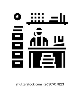 vetor de ícone de glifo do assistente de manutenção de registros. sinal de assistente de manutenção de registros. ilustração de símbolo isolado