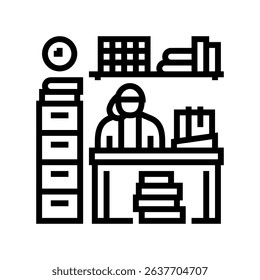 record keeping office assistant line icon vector. record keeping office assistant sign. isolated contour symbol black illustration