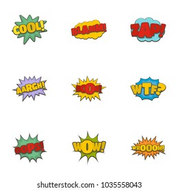 Record label icons set. Cartoon set of 9 record label vector icons for web isolated on white background