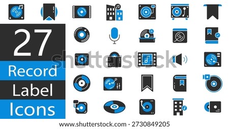 Record Label Icons Set for Music Publishing, Copyright, and Audio Branding