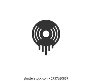 Record logo disco music vector 