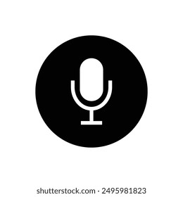 Record Microphone icon. Audio voice recording on symbol. Flat podcast application interface sign. Vector illustration image. Isolated on white background. EPS file 178.