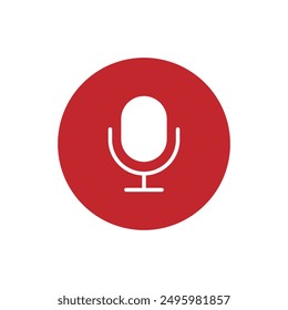 Record Microphone icon. Audio voice recording on symbol. Flat podcast application interface sign. Vector illustration image. Isolated on white background. EPS file 177.