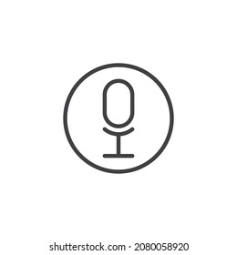 Record microphone icon. linear style sign for mobile concept and web design. Voice microphone outline vector icon. Symbol, logo illustration. Vector graphics