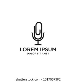 Record Microphone vector icon. The symbol microphone for web site. Microphone combine clip logo combination