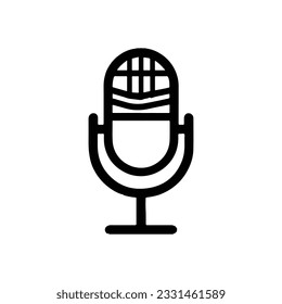 Grabar icono vectorial del micrófono. El micrófono de símbolo para el sitio web. Micrófono retro de ilustración para aplicaciones móviles. Micrófono pictograma. Icono minimalista.