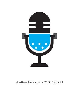 Grabar un icono vector de micrófono. El micrófono de símbolo es para un sitio web. Ilustración de un micrófono retro para aplicaciones móviles. Micrófono pictograma. Icono minimalista. Icono de concepto de sonido