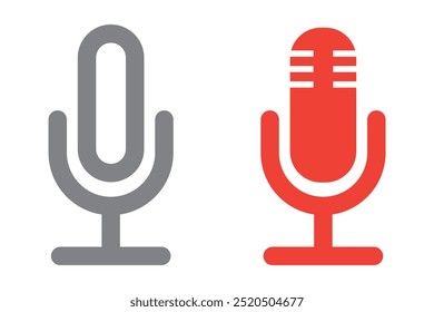 Icono de Vector de micrófono de grabación. El micrófono simbólico para el Sitio web. Ilustración de micrófono retro para App móviles. Micrófono de pictograma. Icono minimalista. Icono de concepto de sonido