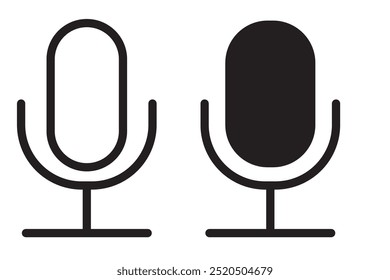 Ícone de vetor Gravar Microfone. O microfone de símbolo do site. Microfone retro ilustração para aplicativos móveis. Microfone do pictograma. Ícone minimalista. Ícone de conceito de som