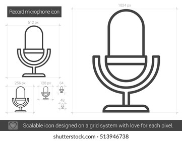 Record microphone vector line icon isolated on white background. Record microphone line icon for infographic, website or app. Scalable icon designed on a grid system.