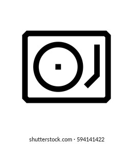 Record mini line, icon, background and graphic. The icon is black and white, linear  flat, vector, pixel perfect, minimal, suitable for web and print. 
