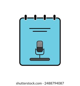 Record Notebook icon isolated on background. Vector illustration flat style. Diary for writings.
