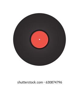 Record  on background vector concept. Music illustration in modern flat style. Color picture for design web site, web banner, printed material. Vinyl record flat icon.