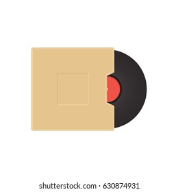 Record  on background vector concept. Music illustration in modern flat style. Color picture for design web site, web banner, printed material. Vinyl record flat icon.