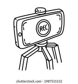 Record is Part of Broadcasting Activities Hand Drawn Vector Icon Set.