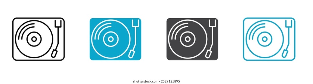 record play icon Flat graphics set collection