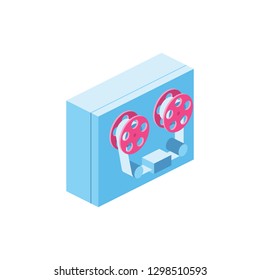 Record player 3d vector icon isometric pink and blue color minimalism illustrate