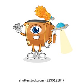 the record player alien cartoon mascot vector