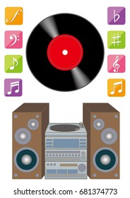 Record player and analog music / vector image of illustration material