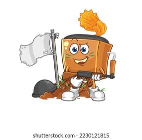 the record player army character. cartoon mascot vector