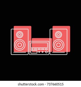 Record player doodle icon vector illustration for design and web isolated on black background. Record player vector object for label web and advertising