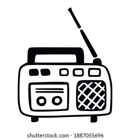 Record player, doodle sketch. Radio in naive illustration style.
Hand drawn vector picture.