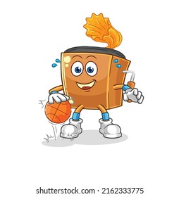 the record player dribble basketball character. cartoon mascot vector