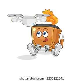 the record player with drone character. cartoon mascot vector