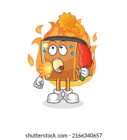 the record player eat hot chilie mascot. cartoon vector