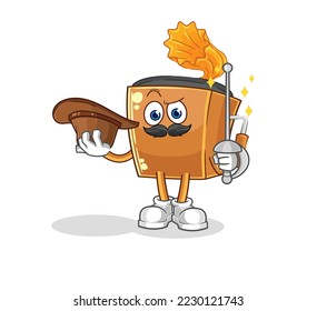 the record player fencer character. cartoon mascot vector