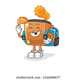 the record player goes to school vector. cartoon character
