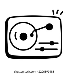 Record player, hand drawn icon of turntable