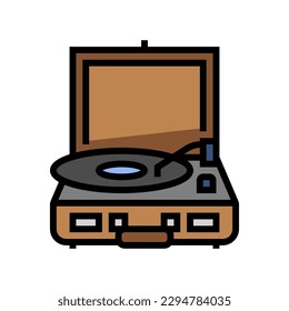 record player hipster retro color icon vector. record player hipster retro sign. isolated symbol illustration