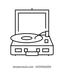 record player hipster retro line icon vector. record player hipster retro sign. isolated contour symbol black illustration
