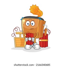 el jugador de registro con carácter dinamita. vector de mascota de dibujos animados