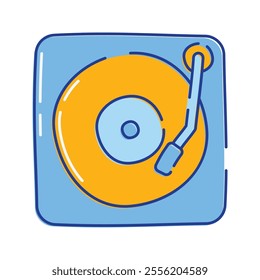 Record Player Icon Illustration with bright color palette in doddle style. Perfect for festive designs, invitations, new year event, and holiday themed projects.
