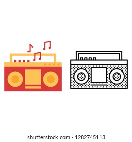 Record player icon set, listen to music symbol