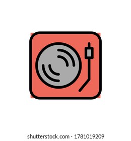 Record player icon. Simple color with outline vector elements of rock n roll icons for ui and ux, website or mobile application