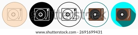 Record Player Icons: vector illustration of record player icons with white background