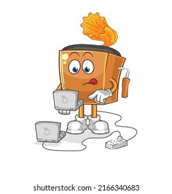 the record player with laptop mascot. cartoon vector
