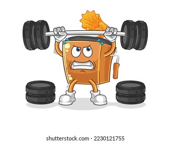 the record player lifting the barbell character. cartoon mascot vector