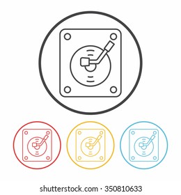 record player line icon