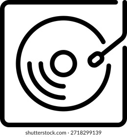 Vector de ilustración de icono de línea de reproductor de discos